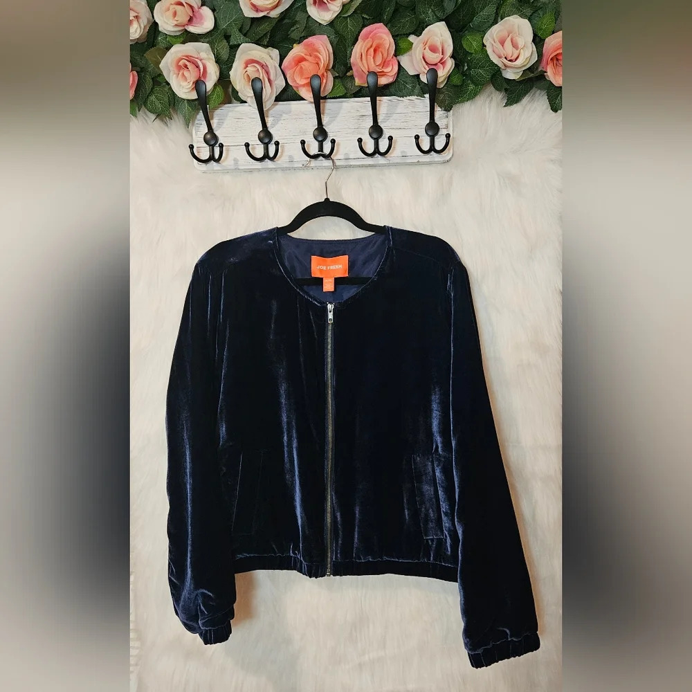 Joe Fresh Cobalt Velour Lined Bomber Jacket (NWOT)